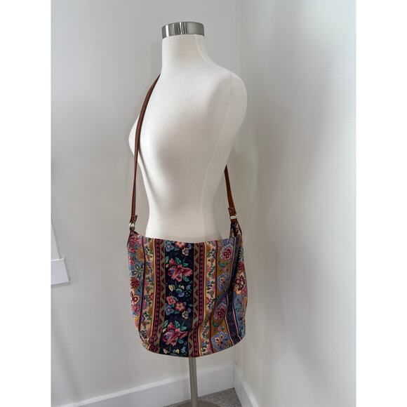 Richmark Vintage Floral Patchwork Crossbody Purse Made in USA Denim Retro Granny - Picture 2 of 13